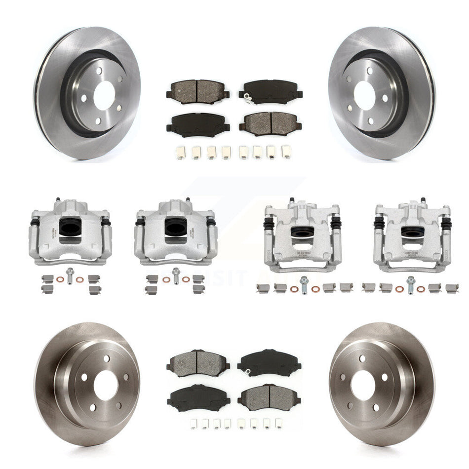 Front Rear Disc Brake Caliper Rotors And Semi-Metallic Pads Kit (10Pc) For Jeep Wrangler KC8-101307S
