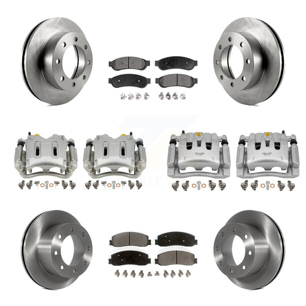 Front Rear Brake Caliper Rotors & Semi-Metallic Pad Kit (10Pc) For Ford F-250 Super Duty KC8-101308P
