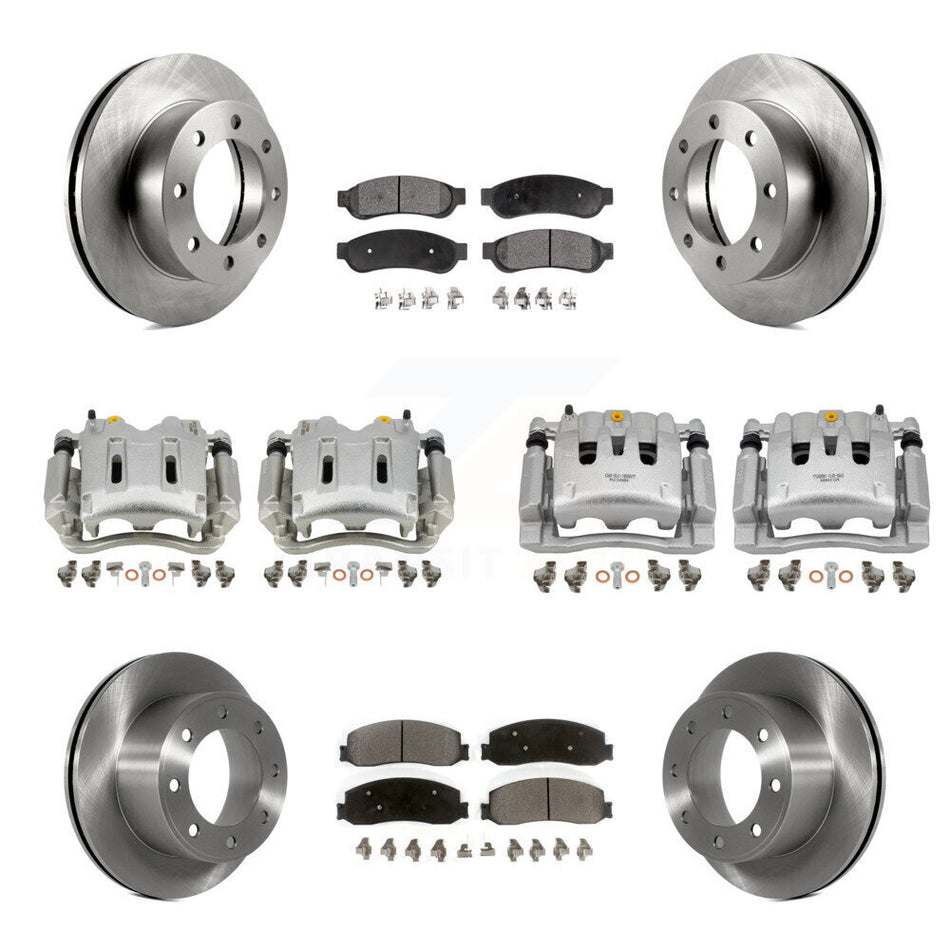 Front Rear Brake Caliper Rotors & Semi-Metallic Pad Kit (10Pc) For Ford F-250 Super Duty KC8-101308P