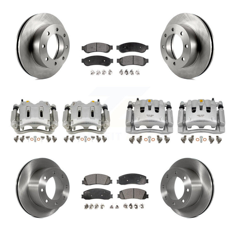 Front Rear Brake Caliper Rotors & Semi-Metallic Pad Kit (10Pc) For Ford F-350 Super Duty KC8-101309P