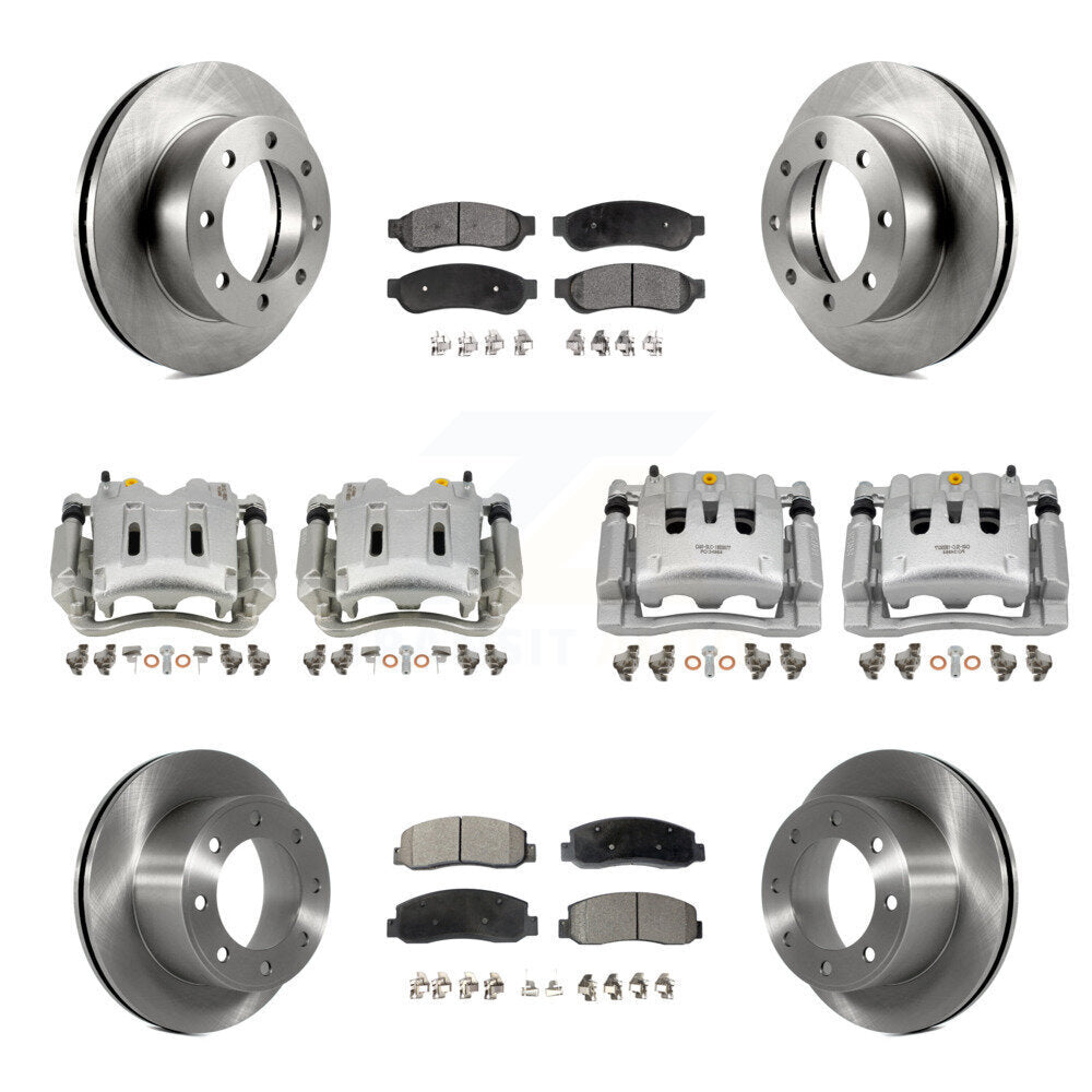 Front Rear Brake Caliper Rotors & Semi-Metallic Pad Kit (10Pc) For Ford F-250 Super Duty KC8-101310P