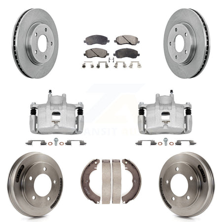 Front Rear Brake Caliper Rotors Drums Semi-Metallic Pads Kit (8Pc) For Mitsubishi Lancer KC8-101311P