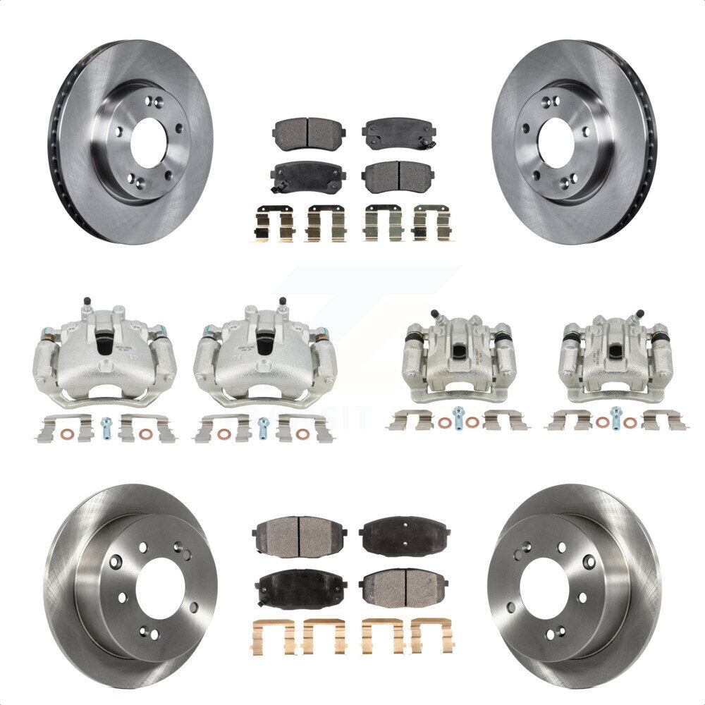 Front Rear Disc Brake Caliper Rotors And Ceramic Pads Kit (10Pc) For Kia Forte Koup Forte5 2.0L KC8-101313T by Transit Auto