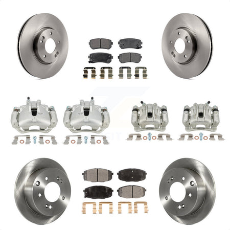 Front Rear Disc Brake Caliper Rotors And Ceramic Pads Kit (10Pc) For Kia Forte5 2.0L KC8-101314T by Transit Auto