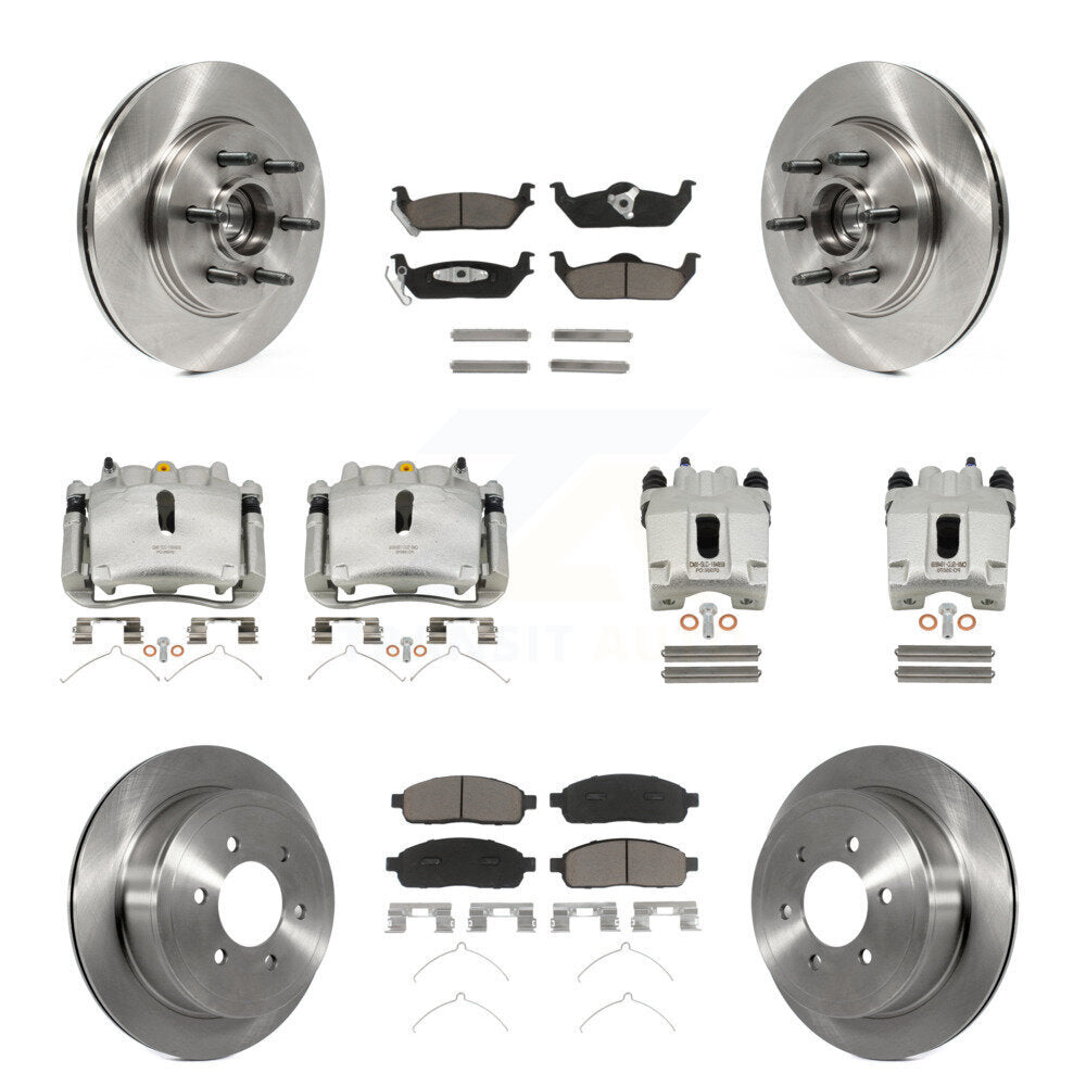Front Rear Brake Caliper Rotor Ceramic Pad Kit (10Pc) For Ford F-150 Lincoln Mark LT RWD KC8-101315C