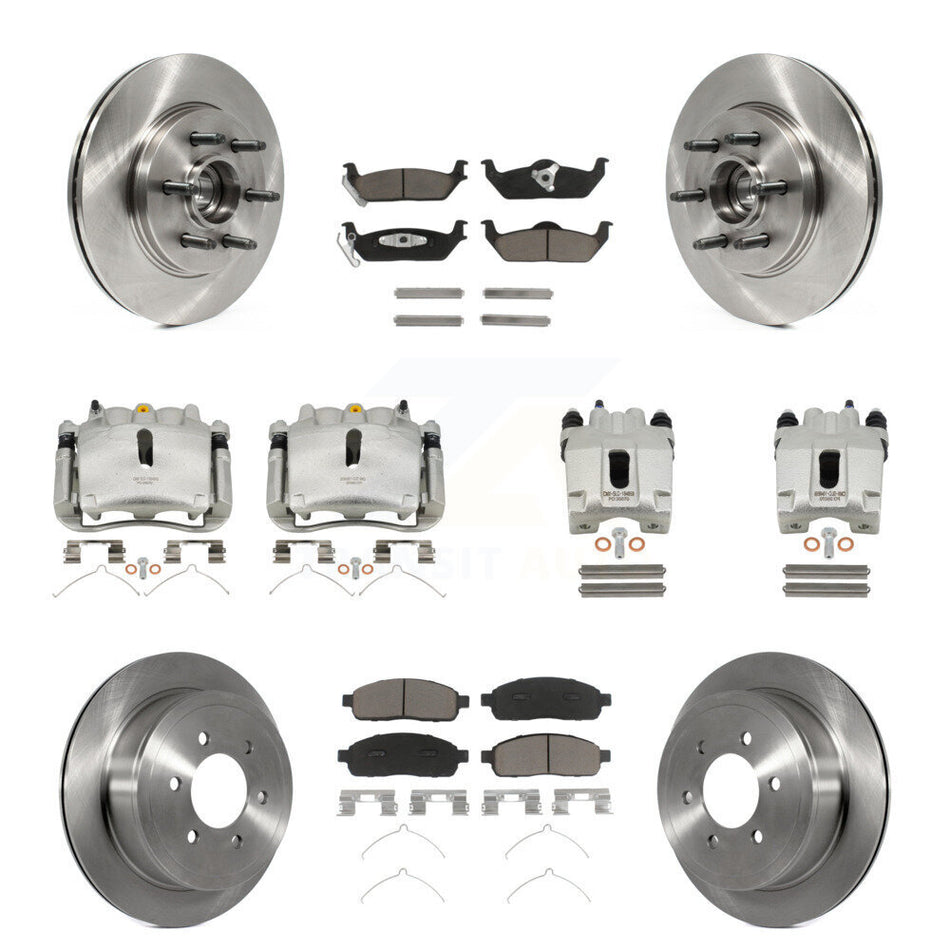 Front Rear Brake Caliper Rotor Ceramic Pad Kit (10Pc) For Ford F-150 Lincoln Mark LT RWD KC8-101315C