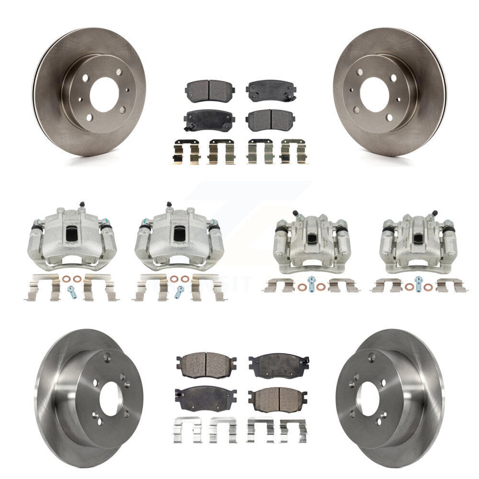 Front Rear Disc Brake Caliper Rotors And Ceramic Pads Kit (10Pc) For 2006 Hyundai Accent Hatchback KC8-101316T