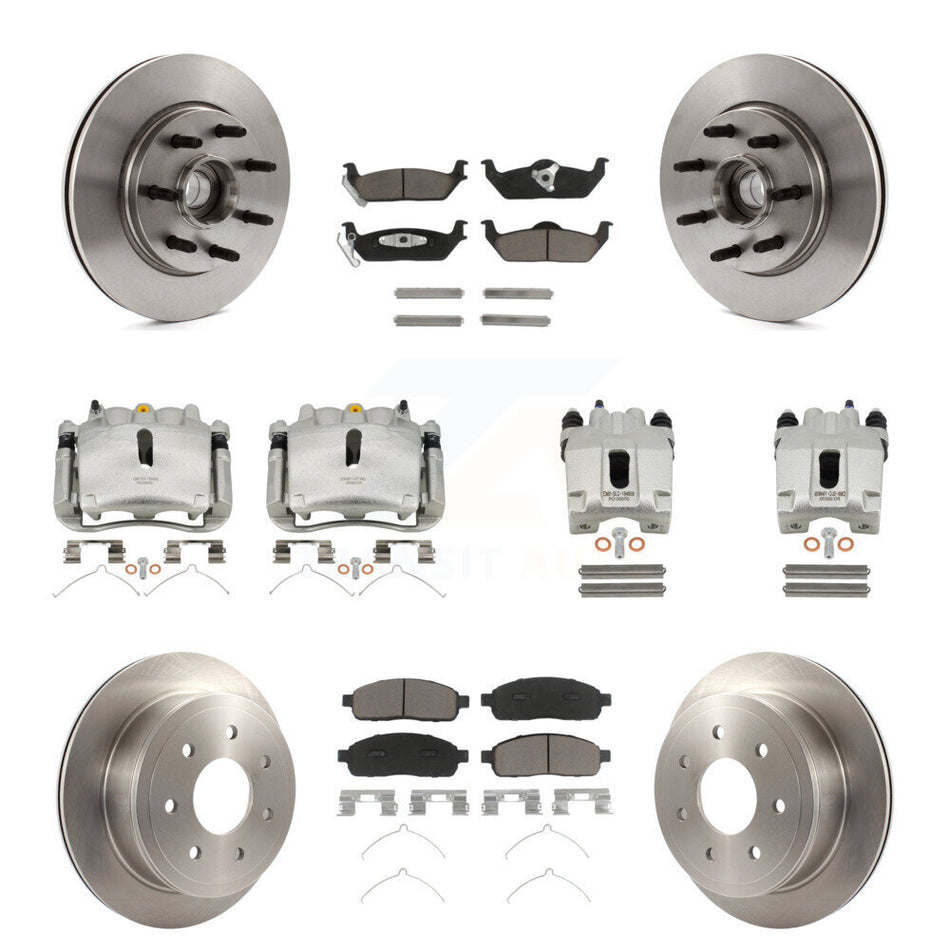 Front Rear Brake Caliper Rotor Ceramic Pad Kit (10Pc) For Ford F-150 Lincoln Mark LT RWD KC8-101317C