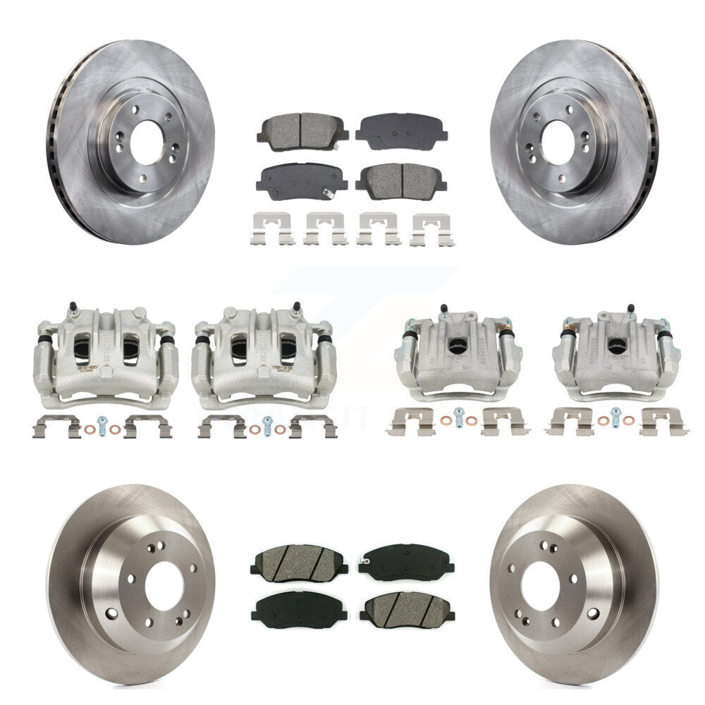 Front Rear Brake Caliper Rotor Semi-Metallic Pad Kit (10Pc) For Hyundai Santa Fe XL 3.3L KC8-101319S