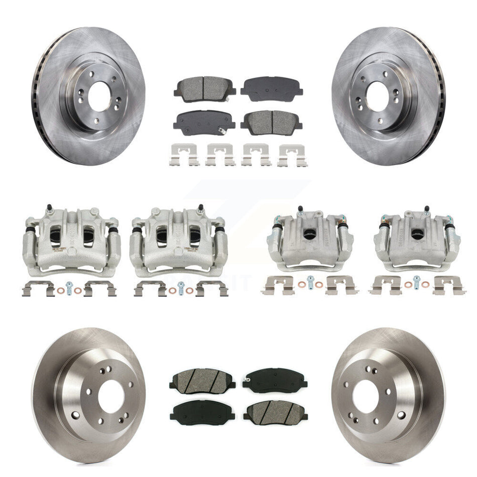 Front Rear Brake Caliper Rotor Semi-Metallic Pad Kit (10Pc) For Hyundai Santa Fe XL 3.3L KC8-101319S