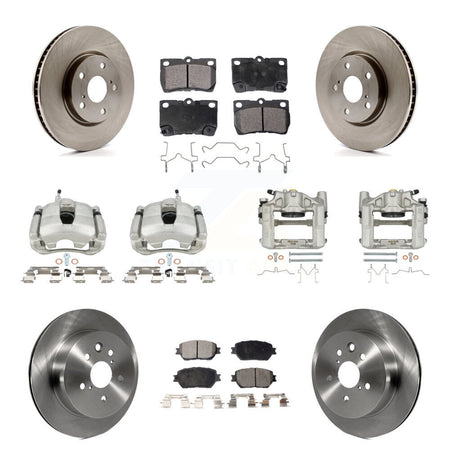 Front Rear Disc Brake Caliper Rotors & Semi-Metallic Pad Kit (10Pc) For 2006 Lexus GS300 KC8-101320P