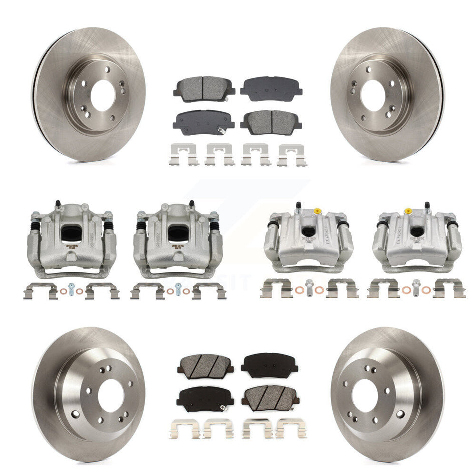 Front Rear Brake Caliper Rotor And Semi-Metallic Pad Kit (10Pc) For Hyundai Santa Fe Kia KC8-101321S