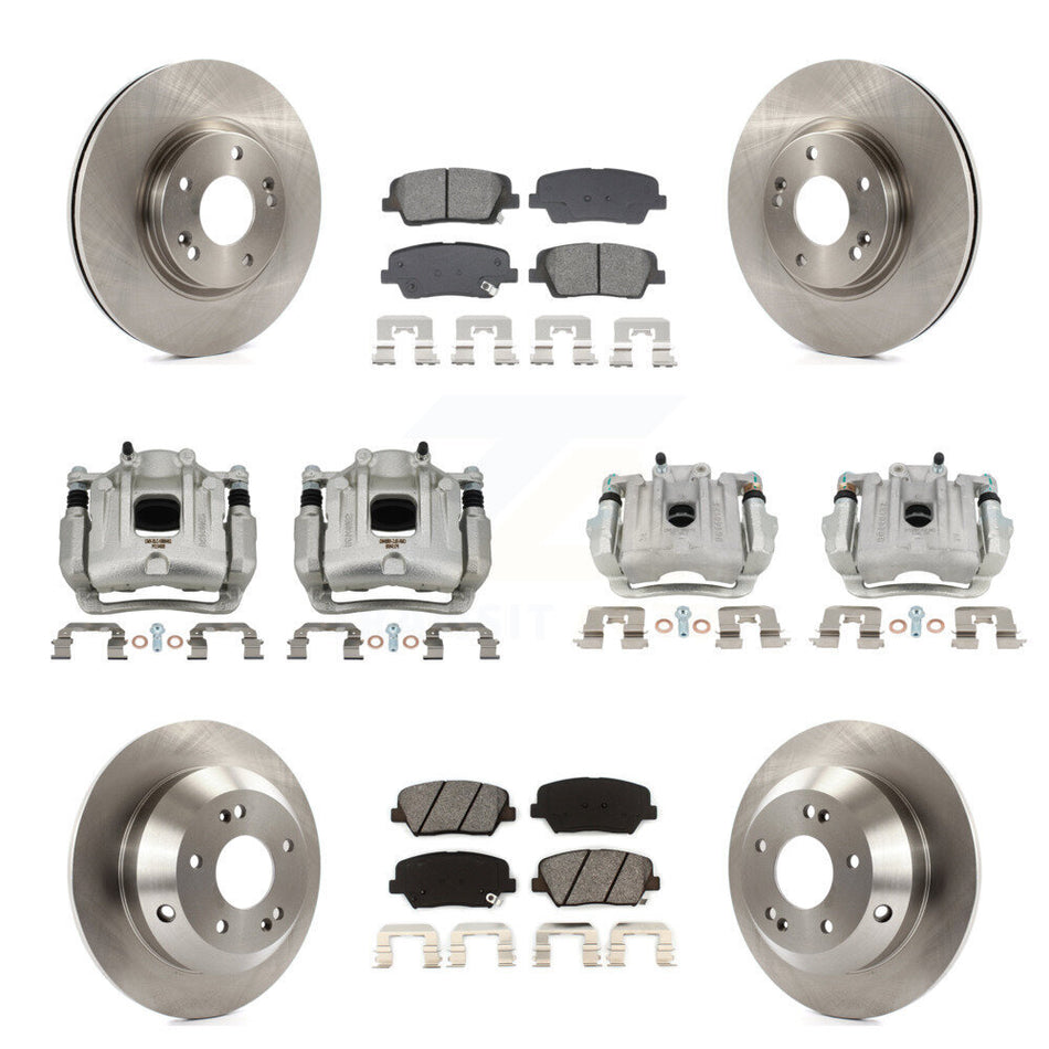 Front Rear Brake Caliper Rotor And Semi-Metallic Pad Kit (10Pc) For Hyundai Santa Fe Kia KC8-101322S