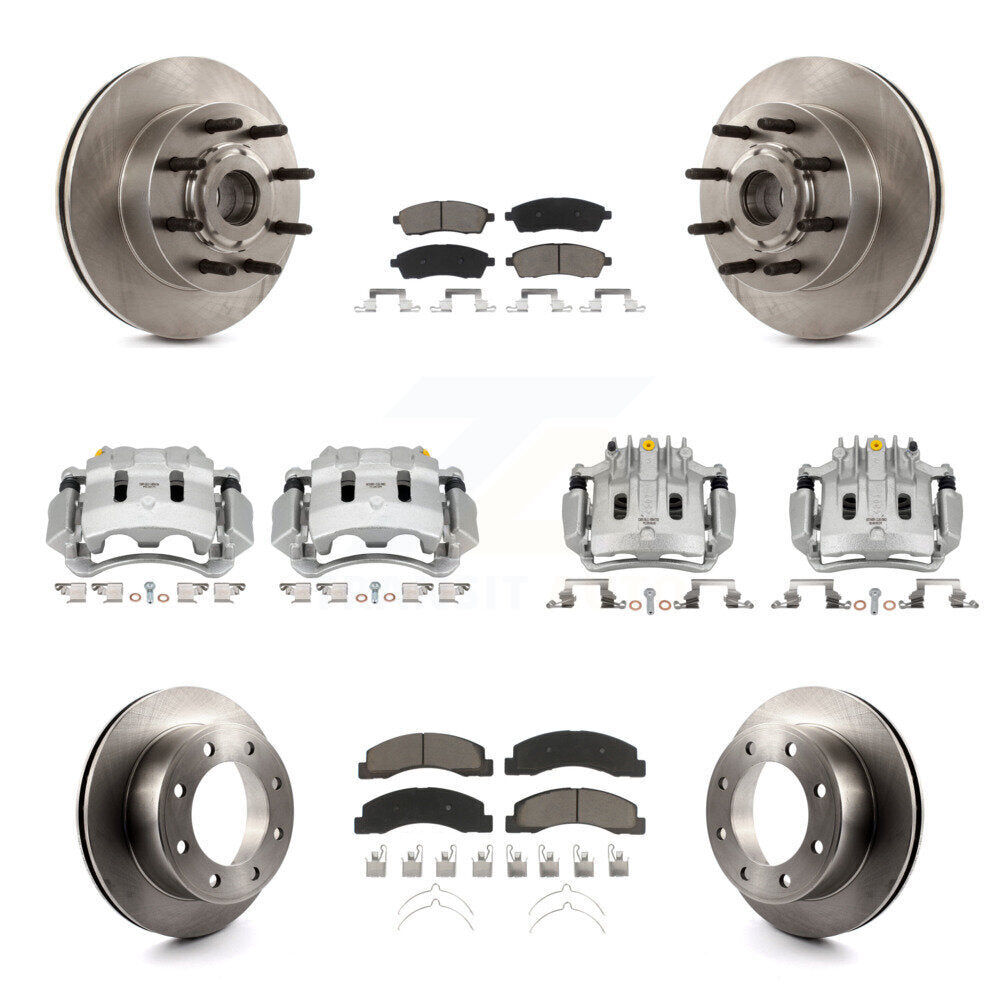 Front Rear Disc Brake Caliper Rotor & Ceramic Pad Kit (10Pc) For 2005 Ford Excursion RWD KC8-101323C