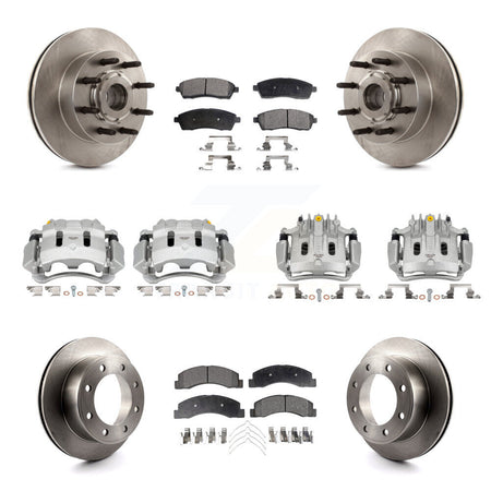 Front Rear Brake Caliper Rotors Semi-Metallic Pad Kit (10Pc) For 2005 Ford Excursion RWD KC8-101324P