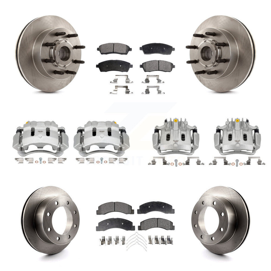 Front Rear Brake Caliper Rotors Semi-Metallic Pad Kit (10Pc) For 2005 Ford Excursion RWD KC8-101324P