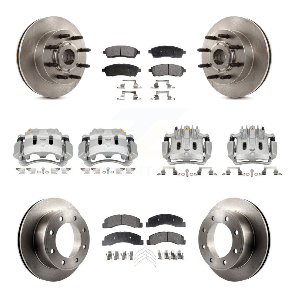 Front Rear Brake Caliper Rotors Semi-Metallic Pad Kit (10Pc) For 2005 Ford Excursion RWD KC8-101324P