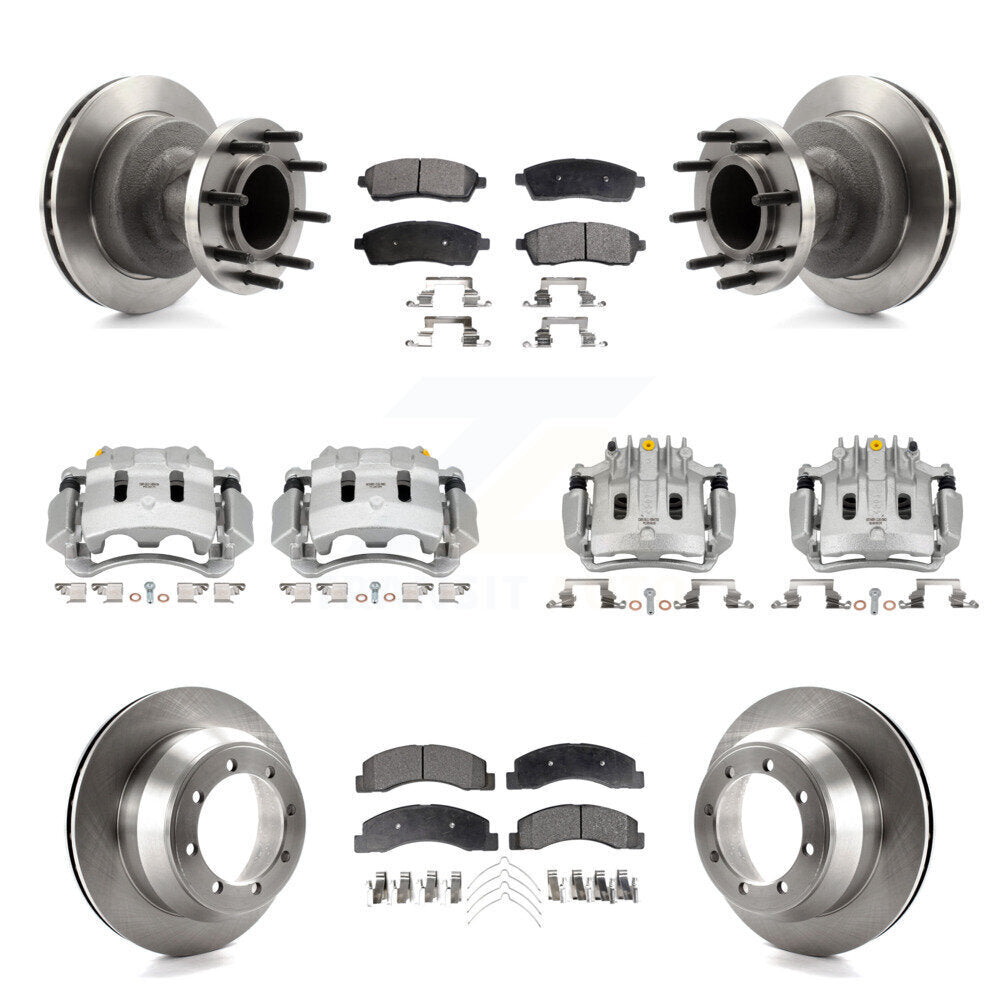 Front Rear Brake Caliper Rotors & Semi-Metallic Pad Kit (10Pc) For Ford F-350 Super Duty KC8-101325P