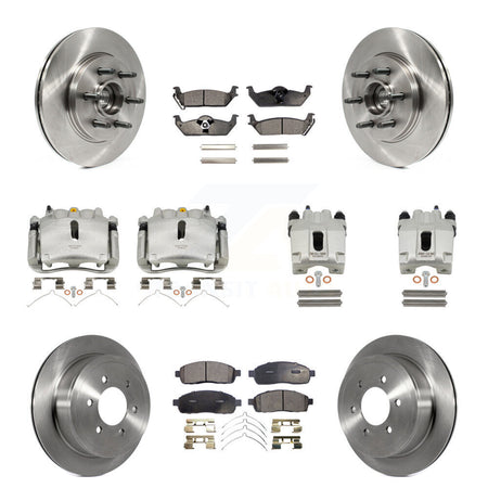 Front Rear Brake Caliper Rotors Semi-Metallic Pad Kit (10Pc) For Ford F-150 Lincoln Mark KC8-101326P