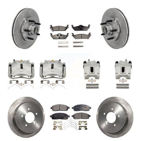 Front Rear Disc Brake Caliper Rotor Semi-Metallic Pad Kit (10Pc) For 2004 Ford F-150 RWD KC8-101327P