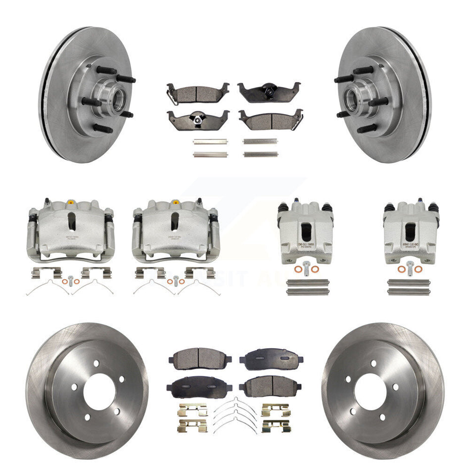 Front Rear Disc Brake Caliper Rotor Semi-Metallic Pad Kit (10Pc) For 2004 Ford F-150 RWD KC8-101327P