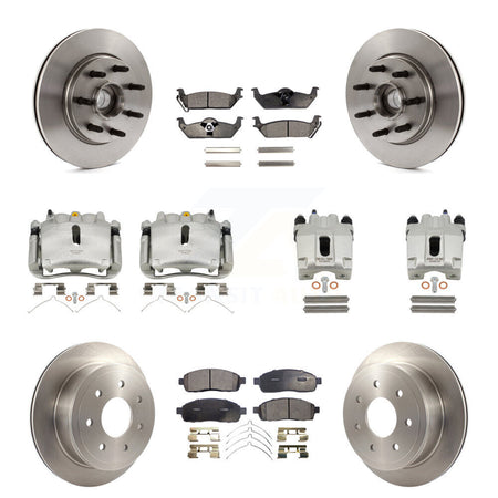 Front Rear Brake Caliper Rotors Semi-Metallic Pad Kit (10Pc) For Ford F-150 Lincoln Mark KC8-101328P