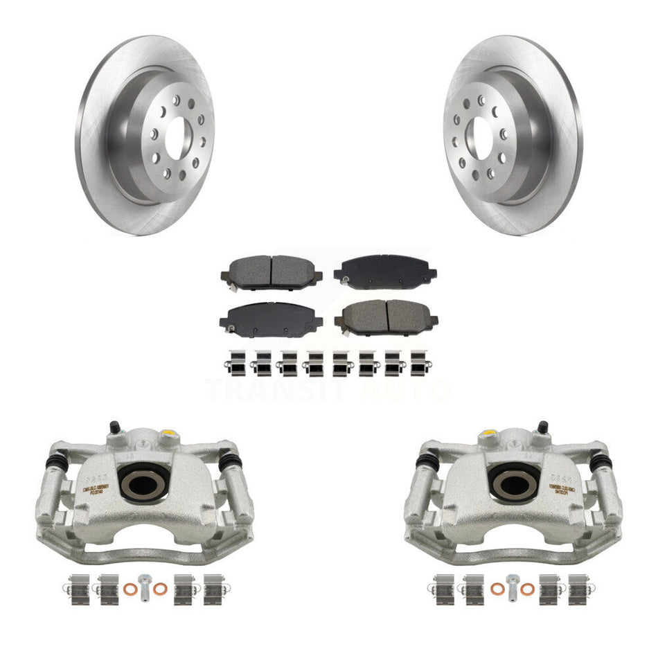 Rear Disc Brake Caliper Rotors Semi-Metallic Pad Kit For 2018-2020 Jeep Wrangler Rubicon KC8-101328S