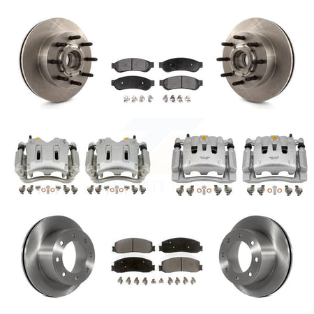 Front Rear Brake Caliper Rotors & Semi-Metallic Pad Kit (10Pc) For Ford F-250 Super Duty KC8-101331P
