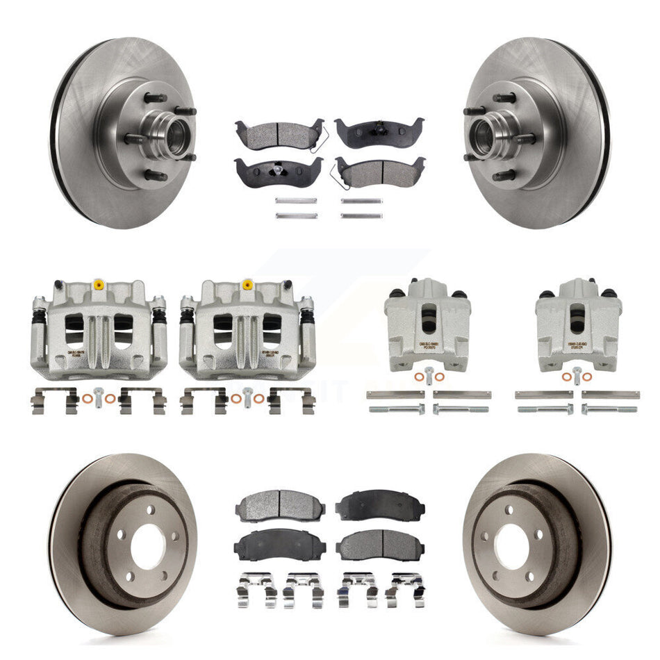 Front Rear Brake Caliper Rotors & Semi-Metallic Pad Kit (10Pc) For 10-11 Ford Ranger RWD KC8-101334P
