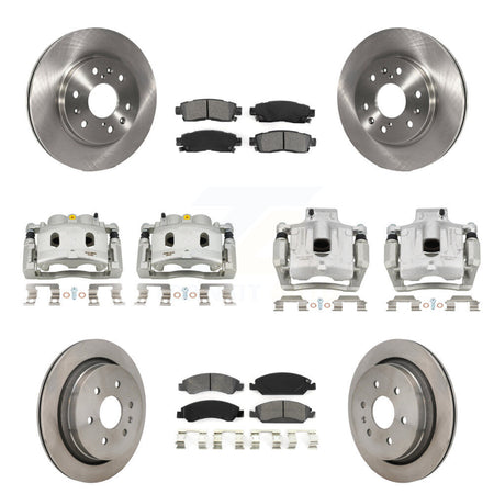 Front Rear Disc Brake Caliper Rotors And Semi-Metallic Pads Kit (10Pc) For Cadillac XTS KC8-101334S