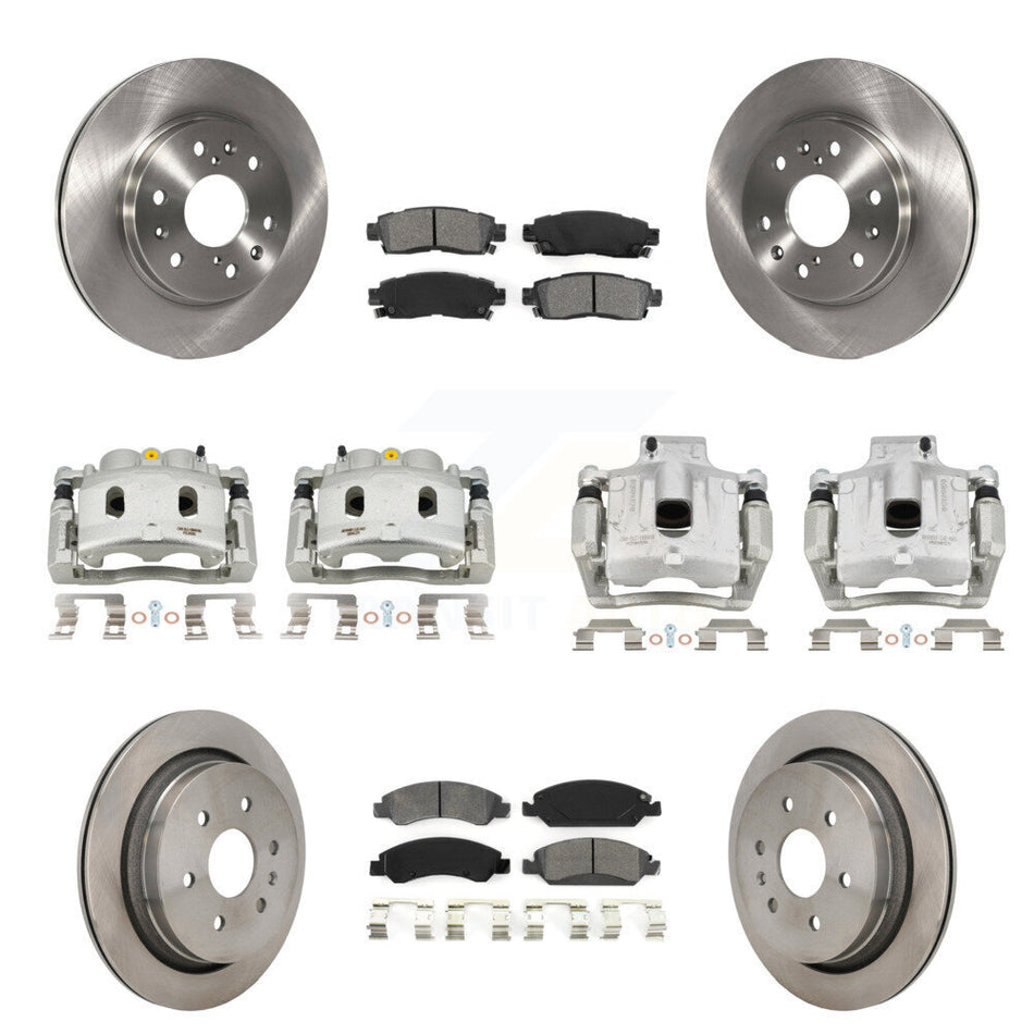 Front Rear Disc Brake Caliper Rotors And Semi-Metallic Pads Kit (10Pc) For Cadillac XTS KC8-101334S