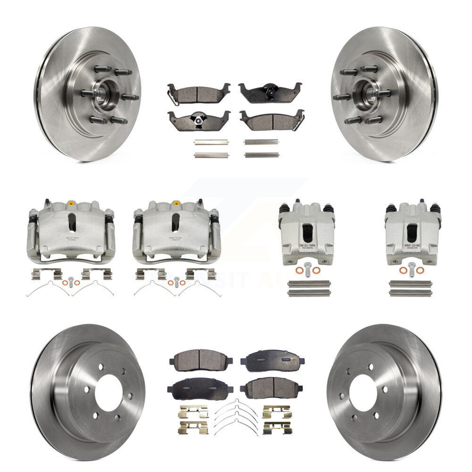 Front Rear Brake Caliper Rotor Ceramic Pad Kit (10Pc) For Ford F-150 Lincoln Mark LT RWD KC8-101334T
