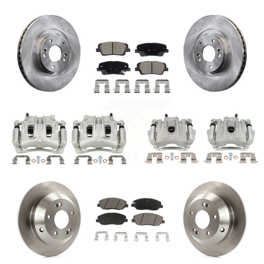Front Rear Disc Brake Caliper Rotors Ceramic Pad Kit (10Pc) For Hyundai Santa Fe XL 3.3L KC8-101335C