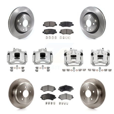 Front Rear Disc Brake Caliper Rotors And Semi-Metallic Pads Kit (10Pc) For Jeep Wrangler KC8-101335P