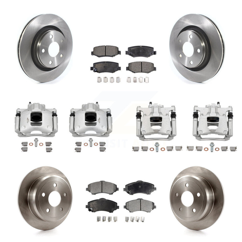 Front Rear Disc Brake Caliper Rotors And Semi-Metallic Pads Kit (10Pc) For Jeep Wrangler KC8-101335P