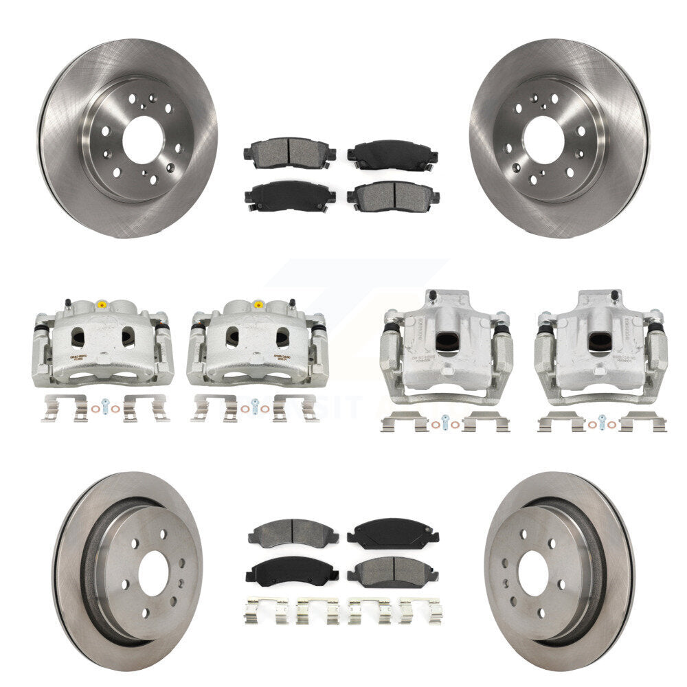 Front Rear Disc Brake Caliper Rotors And Semi-Metallic Pads Kit (10Pc) For Cadillac XTS KC8-101335S