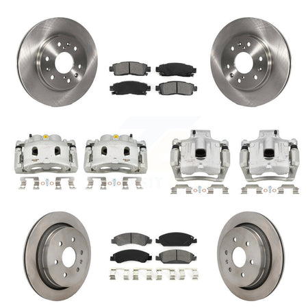 Front Rear Disc Brake Caliper Rotors And Semi-Metallic Pads Kit (10Pc) For Cadillac XTS KC8-101335S