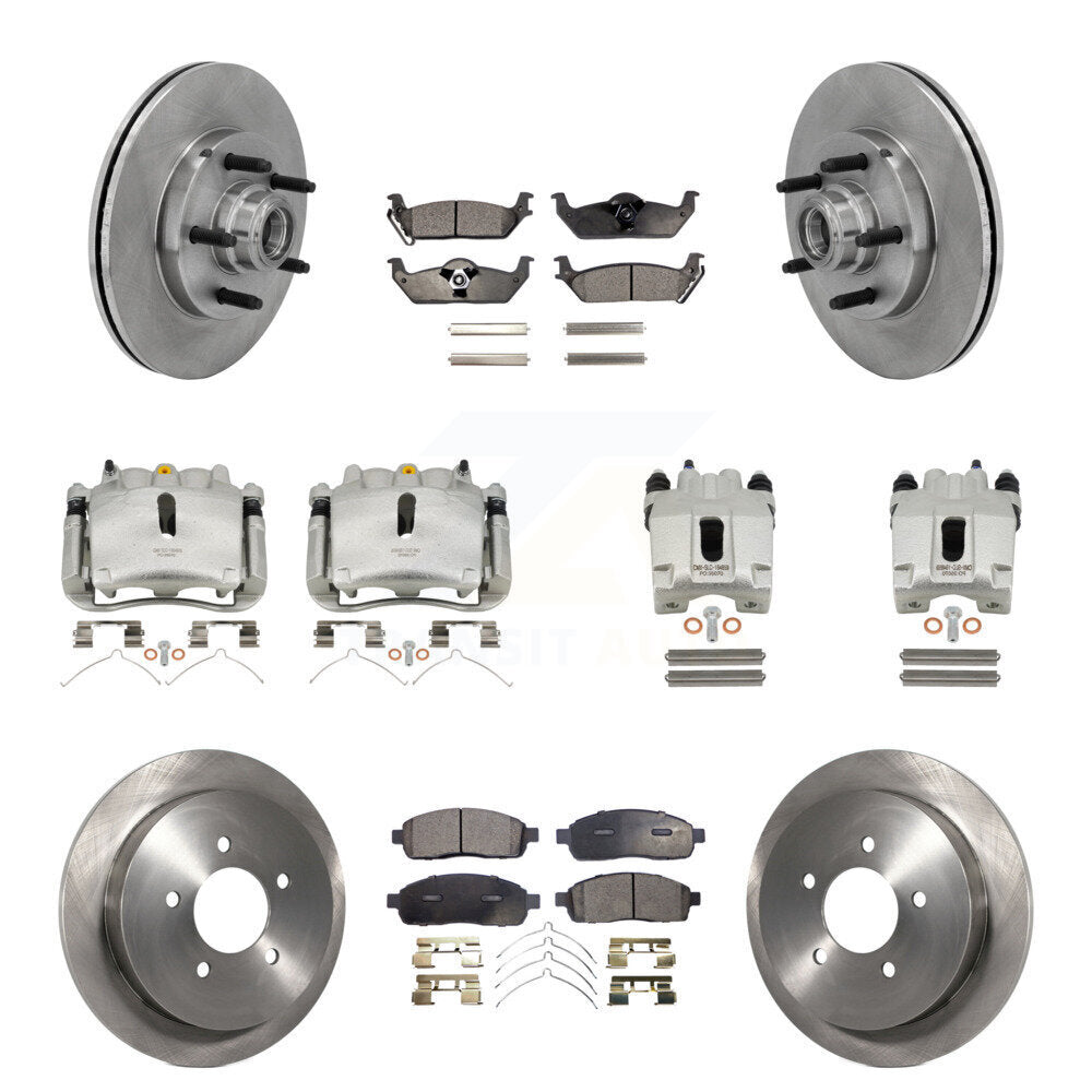 Front Rear Disc Brake Caliper Rotors And Ceramic Pads Kit (10Pc) For 2004 Ford F-150 RWD KC8-101335T