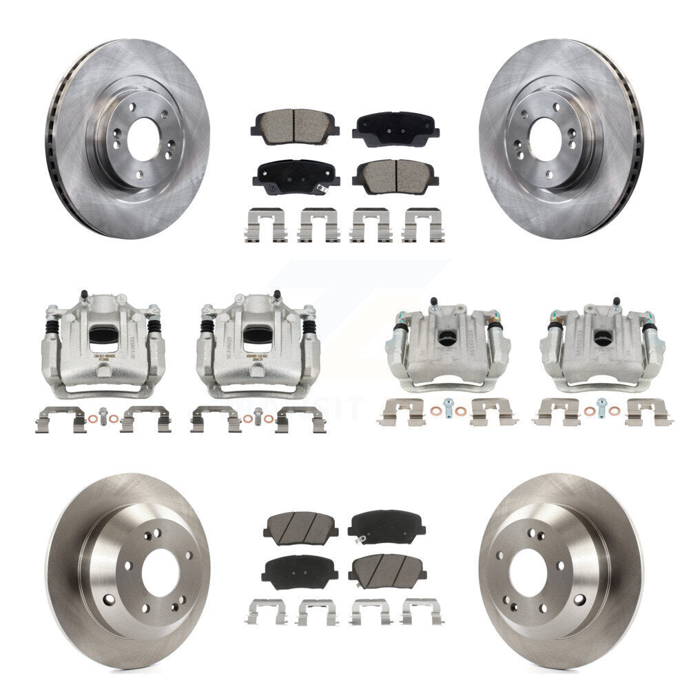 Front Rear Disc Brake Caliper Rotors & Ceramic Pad Kit (10Pc) For Hyundai Santa Fe Sport KC8-101336C