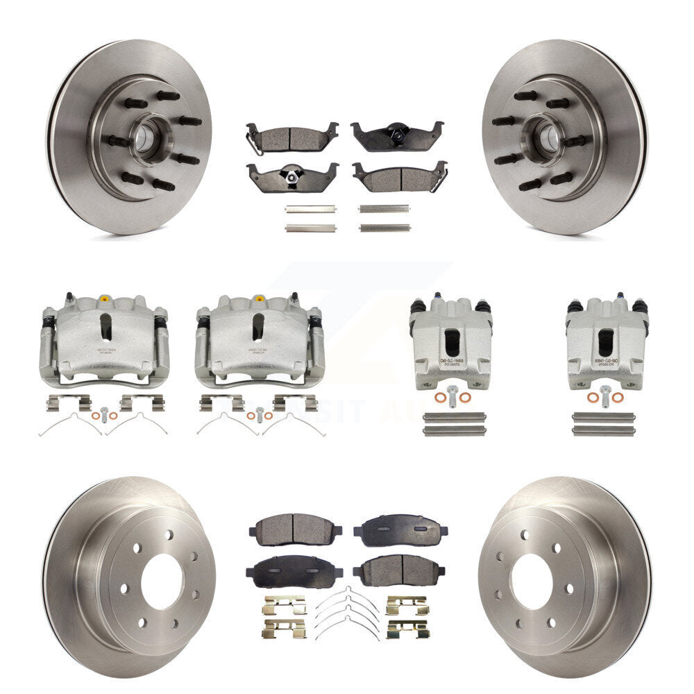 Front Rear Brake Caliper Rotor Ceramic Pad Kit (10Pc) For Ford F-150 Lincoln Mark LT RWD KC8-101336T