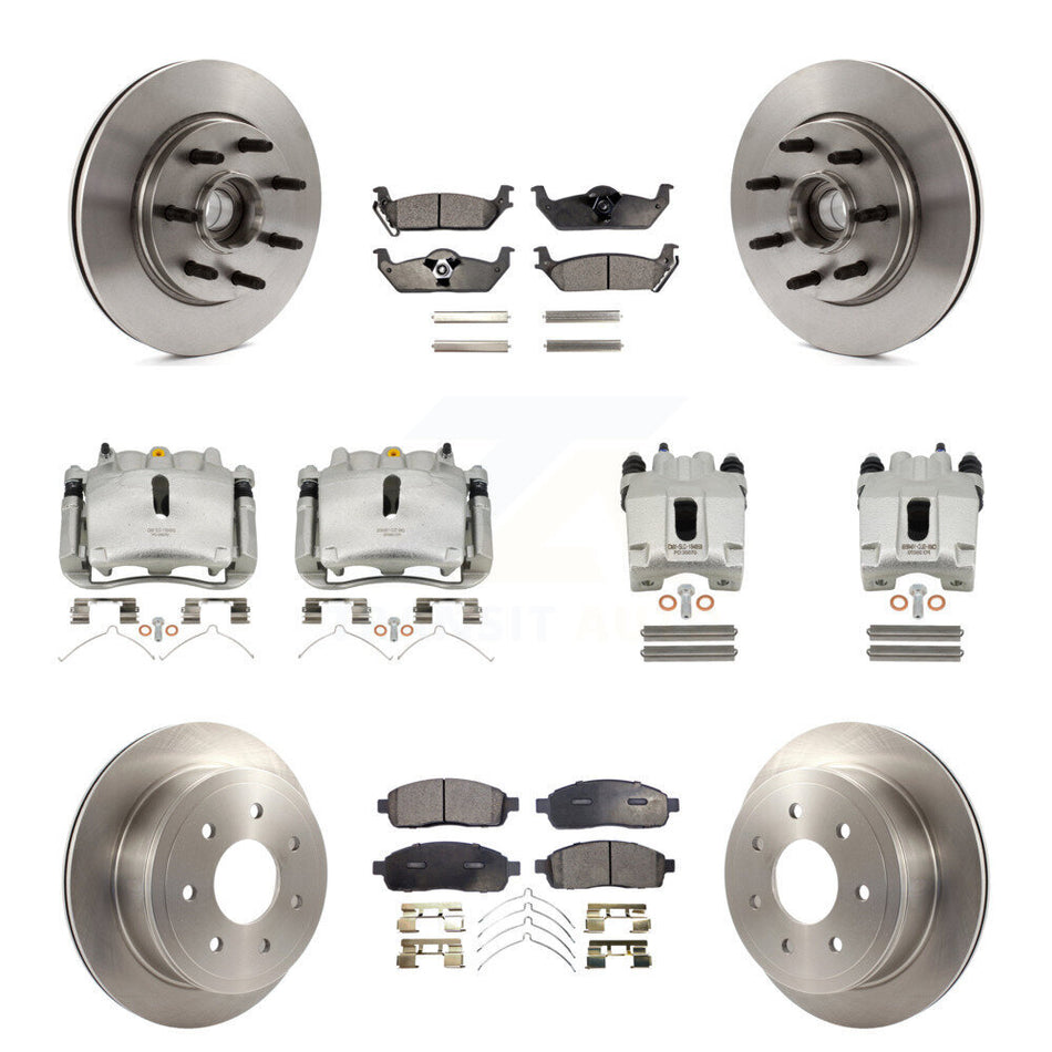 Front Rear Brake Caliper Rotor Ceramic Pad Kit (10Pc) For Ford F-150 Lincoln Mark LT RWD KC8-101336T