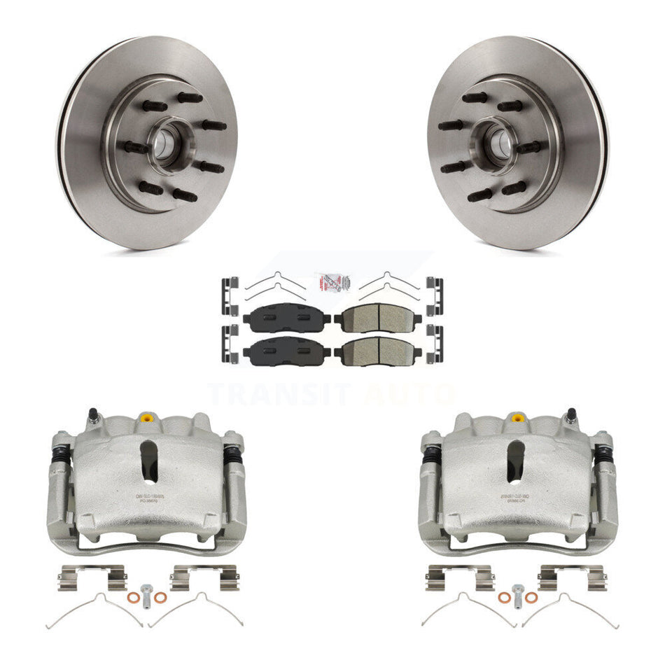 Front Disc Brake Caliper Rotors And Semi-Metallic Pads Kit For Ford F-150 Lincoln Mark LT RWD KC8-101337N