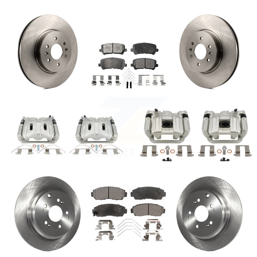 Front Rear Brake Caliper Rotors Semi-Metallic Pad Kit (10Pc) For 2011-2014 Honda Odyssey KC8-101337P