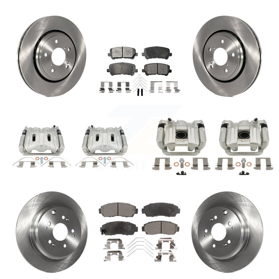 Front Rear Brake Caliper Rotors Semi-Metallic Pad Kit (10Pc) For 2015-2017 Honda Odyssey KC8-101338P