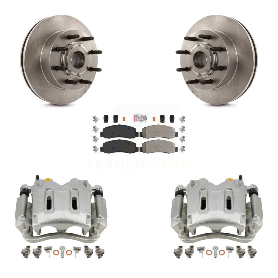 Front Disc Brake Caliper Rotors And Semi-Metallic Pads Kit For 2005-2007 Ford F-250 Super Duty F-350 RWD KC8-101345N