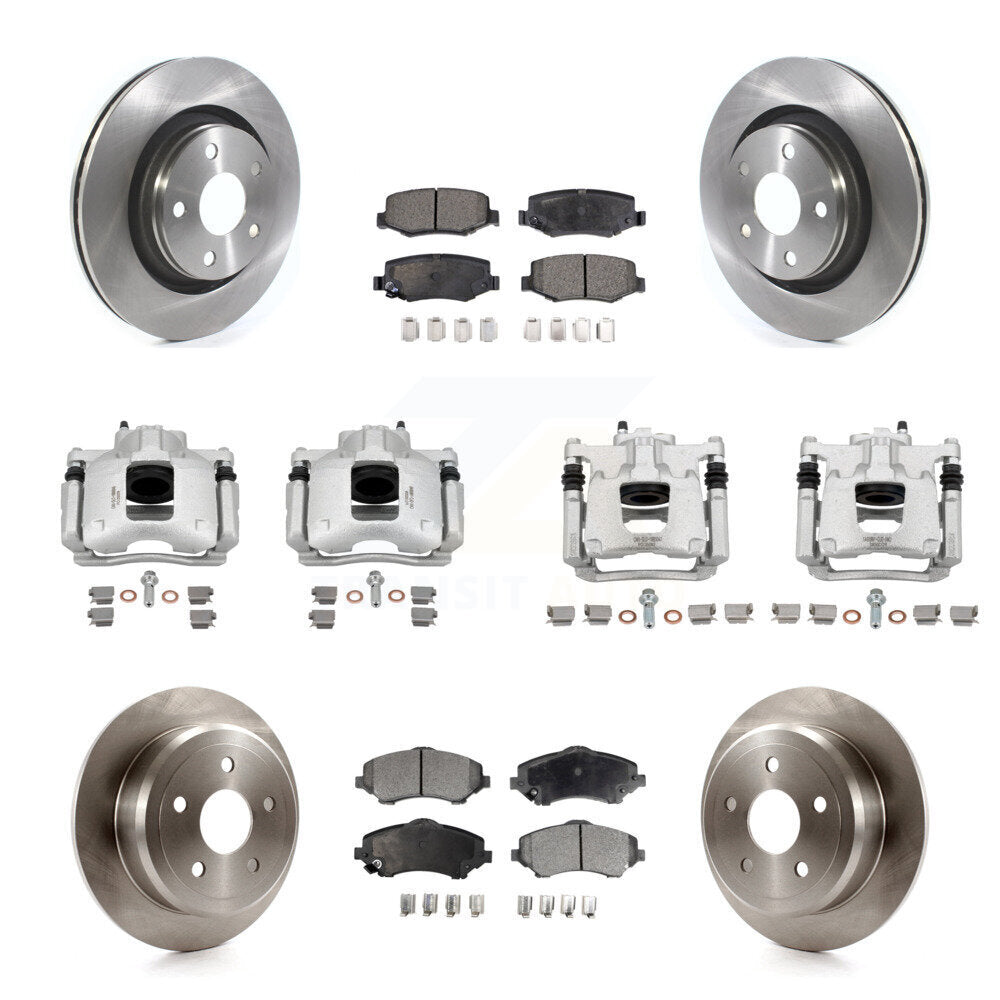 Front Rear Disc Brake Caliper Rotors And Ceramic Pads Kit (10Pc) For Jeep Wrangler KC8-101347T