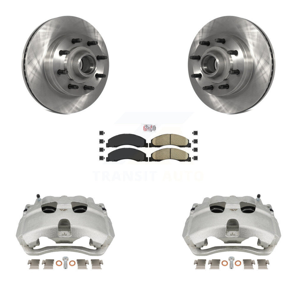 Front Brake Caliper Rotors & Ceramic Pad Kit For Ford E-350 Super Duty E-250 E-150 E-450 KC8-101348N