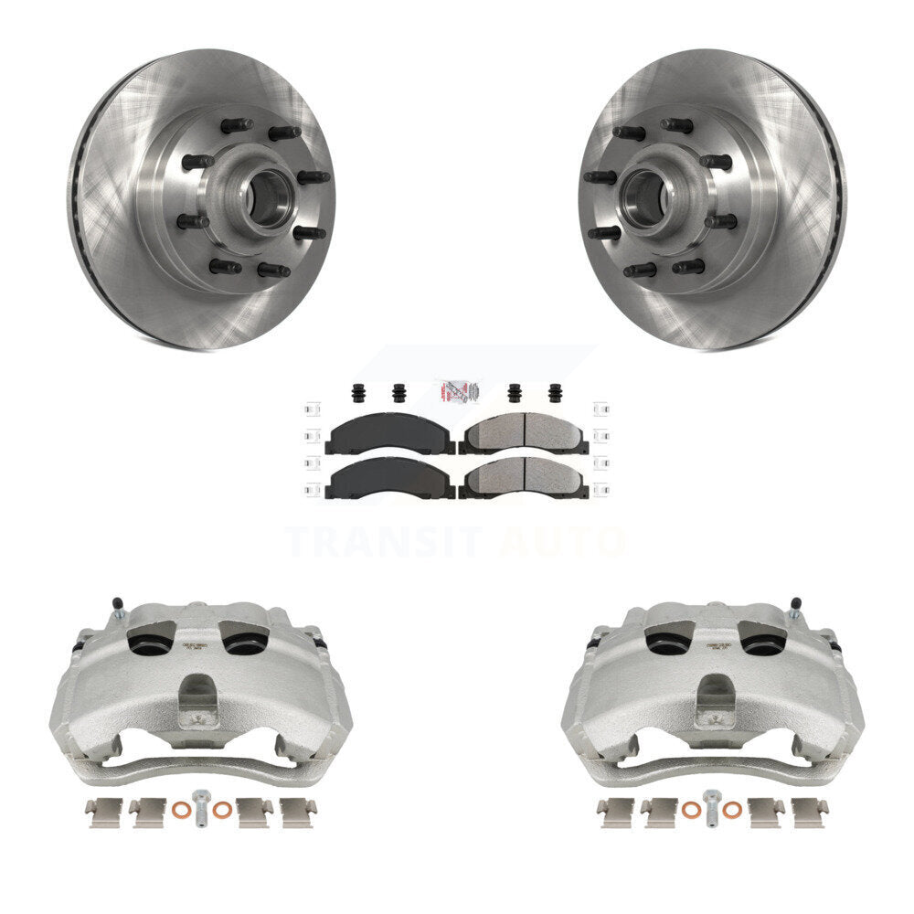 Front Brake Caliper Rotors & Semi-Metallic Pad Kit For Ford E-350 Super Duty E-250 E-150 KC8-101349N