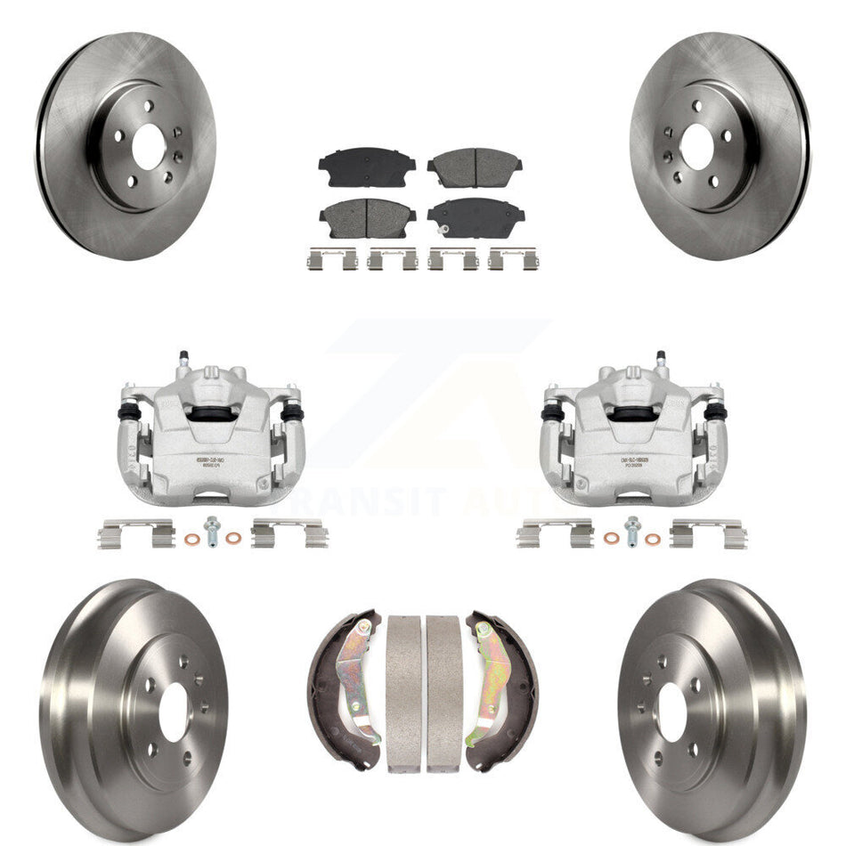 Front Rear Brake Caliper Rotor Drum Semi-Metallic Pad Kit (8Pc) For 13-17 Chevrolet Trax KC8-101349S