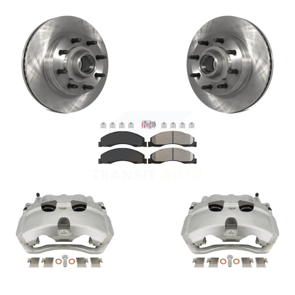 Front Brake Caliper Rotors & Semi-Metallic Pad Kit For Ford E-350 Super Duty E-250 E-150 KC8-101350N
